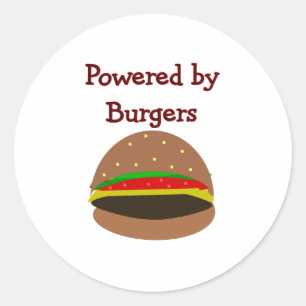 Adesivo Redondo "Powered by Burgers" — presentes engraçados no Ham