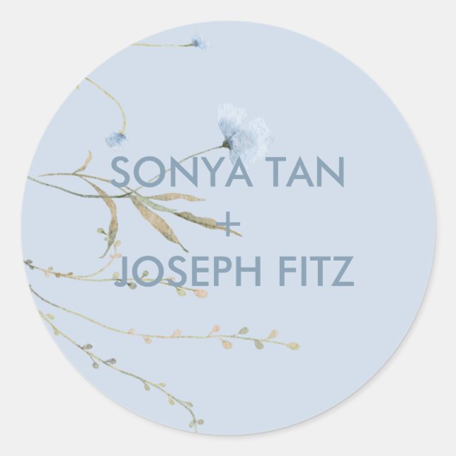 Adesivo Redondo Praça de Envelope de Casamento Floral (Frente)