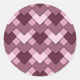 Adesivo Redondo Praça rosa rosa e padrão Harlequin Diamond