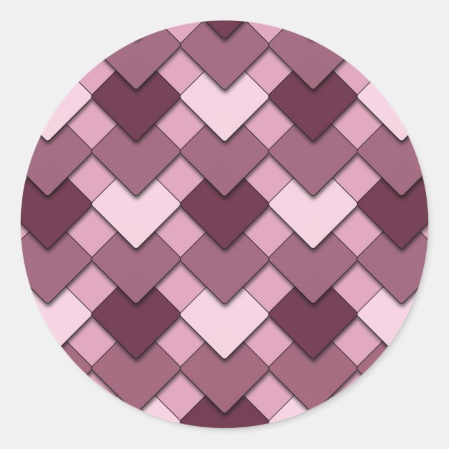 Adesivo Redondo Praça rosa rosa e padrão Harlequin Diamond (Frente)