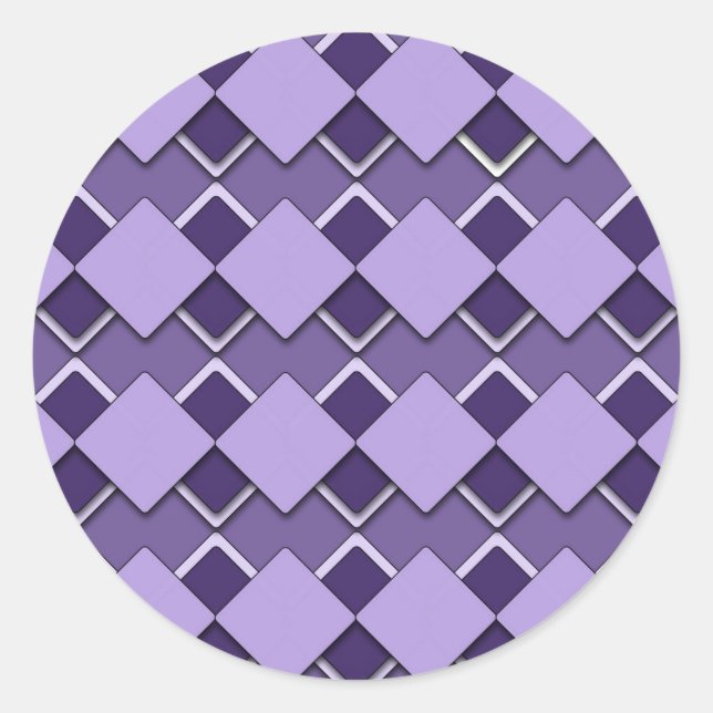 Adesivo Redondo Praça Roxa Violeta e Padrão Verificado em Diamante (Frente)