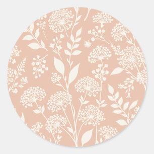 Adesivo Redondo Prado de Dente-de-Leão Neutro - Apricot Quente