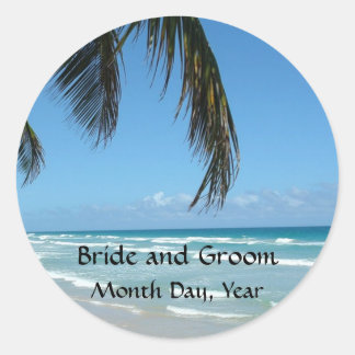 Adesivo Redondo Praia - Água Azul e Areia Branca