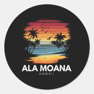 Adesivo Redondo Praia Ala Moana Havaí Prancha de Surfe Surfismo Vi