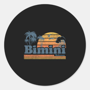 Adesivo Redondo Praia Bimini Hamas Férias de Verão Sol Vintage 70'