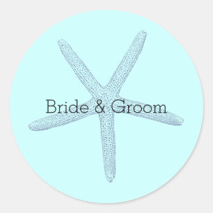 Adesivo Redondo Praia Blue Starfish