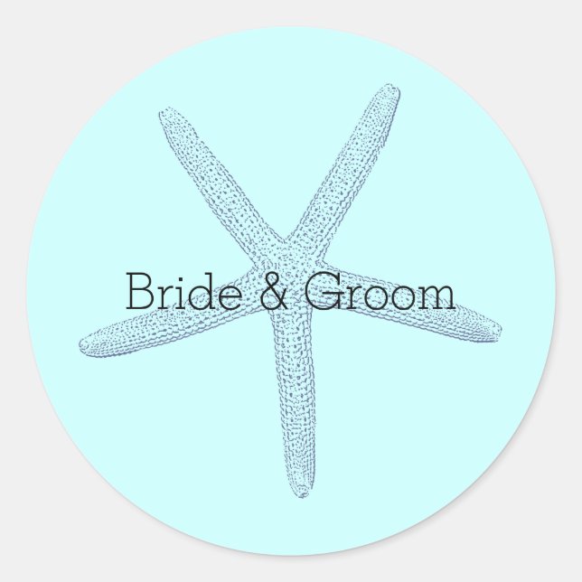 Adesivo Redondo Praia Blue Starfish (Frente)