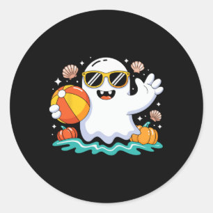 Adesivo Redondo Praia Bola Halloween Ghost Summer Férias Spooky