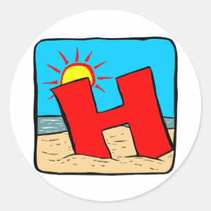 Adesivo Redondo Praia Casamento Ideias - Letra H