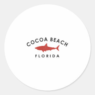 Adesivo Redondo Praia Cocoa Florida Tubarão Férias Lembrança Vinta