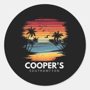 Adesivo Redondo Praia Cooper's Southampton Surfboard Surfing Vinta