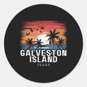 Adesivo Redondo Praia da Ilha de Galveston Texas Surfe Surfista
