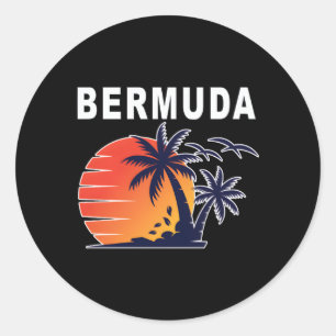 Adesivo Redondo Praia Da Ilha Tropical Nas Bermudas
