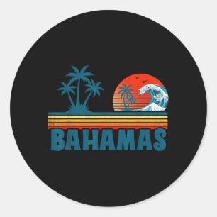 Adesivo Redondo Praia das Bahamas Férias de Verão Tropicais Palmei