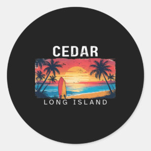 Adesivo Redondo Praia de Cedar Long Island Homens Mulheres Surfand