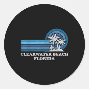 Adesivo Redondo Praia de Clearwater Flórida Família Vintage Verão