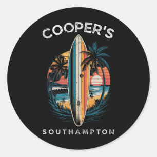 Adesivo Redondo Praia de Cooper Southampton Homens Mulheres Surfan