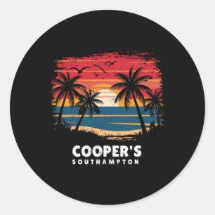 Adesivo Redondo Praia de Cooper Southampton Surfboarder Palmeira S
