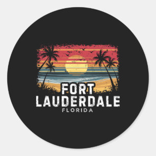 Adesivo Redondo Praia de Fort Lauderdale Flórida Prancha de Surfe