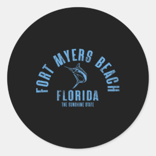 Adesivo Redondo Praia de Fort Myers Flórida Fl Retro Vintage Praia