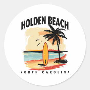 Adesivo Redondo Praia de Holden Carolina do Norte Surfboard Surfin