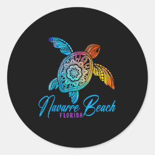 Adesivo Redondo Praia de Navarre Tie Dye Tartaruga Marinha Férias