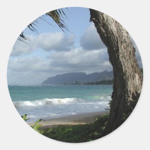 Adesivo Redondo Praia de Oahu