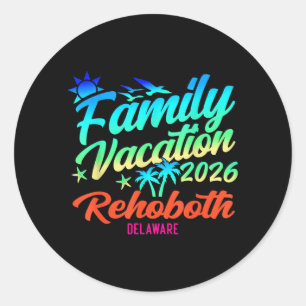 Adesivo Redondo Praia de Rehoboth Delaware Férias em Família Verão