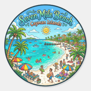 Adesivo Redondo Praia de Seven Mile Ilhas Cayman