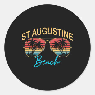 Adesivo Redondo Praia de St Augustine Flórida Homens Mulheres Lemb