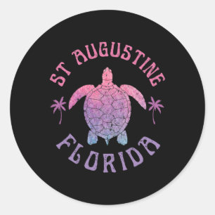Adesivo Redondo Praia de St Augustine Flórida Tartaruga Marinha Fé