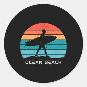 Adesivo Redondo Praia de Surf Ocean Beach
