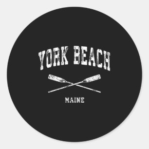 Adesivo Redondo Praia de York Maine Náutica Vintage Remos Cruzados