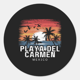 Adesivo Redondo Praia Del Carmen México Surfando Surfista