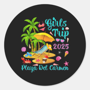 Adesivo Redondo Praia Del Carmen México Viagem de Meninas Verão 20
