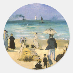 Adesivo Redondo Praia em Boulogne de Edouard Manet, Arte Antigo