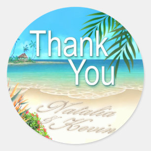 Adesivo Redondo Praia exótica (peça que eu pnha seus nomes na