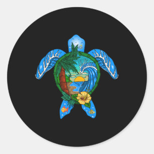 Adesivo Redondo Praia Hawaii Sea Turtle Hawaii