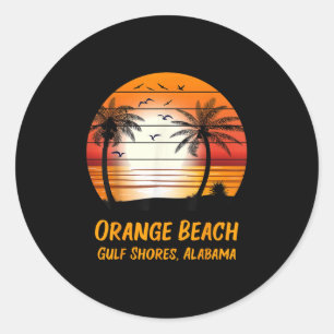 Adesivo Redondo Praia Laranja Golfos Costas Alabama Pôr do Sol Vin