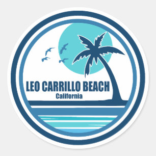 Adesivo Redondo Praia Leo Carrillo Califórnia Palmeira Pássaros