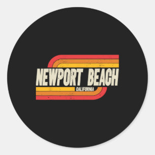Adesivo Redondo Praia Newport Califórnia Ca Cidade Vintage