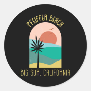 Adesivo Redondo Praia Pfeiffer Big Sur Califórnia - Férias Boho