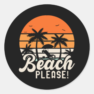 Adesivo Redondo Praia, por favor