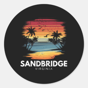 Adesivo Redondo Praia Sandbridge Virgínia Surfboard Surf Vintag