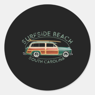 Adesivo Redondo Praia Surfside Carolina do Sul Surf Desi Vintage