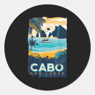 Adesivo Redondo Praia Tropical do Cabo San Lucas Mexico Viagem Vin