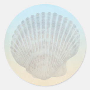 Adesivo Redondo Praia tropical do Seashell