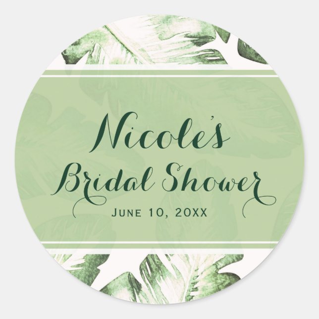 Adesivo Redondo Praia Tropical Verde Elegante Deixa Favor (Frente)