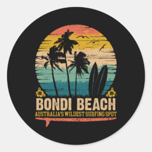 Adesivo Redondo Praia Vintage Bondi, o Surf Mais Selvagem da Austr