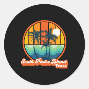 Adesivo Redondo Praia Vintage South Padre Island Texas Summer 90s